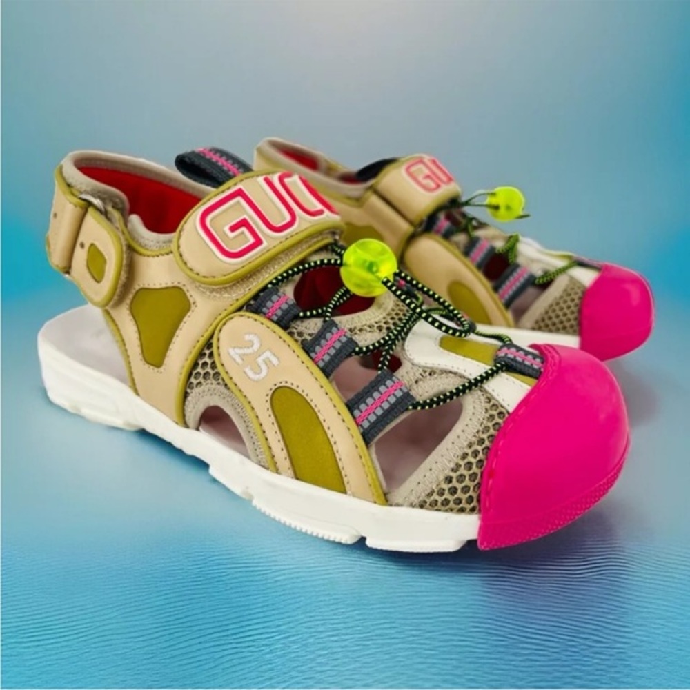 GUCCI Tinsel Sport Strap Hybrid Reflective Women Sneaker Sandals Size EU 35.5